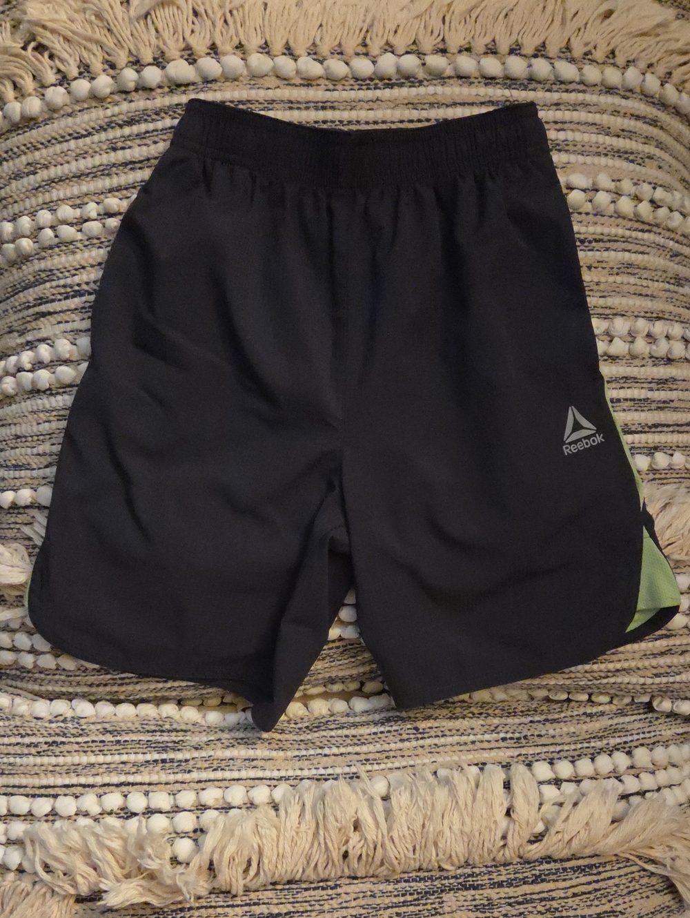 Reebok Boy’s Black Athletic Shorts with Lime Trim